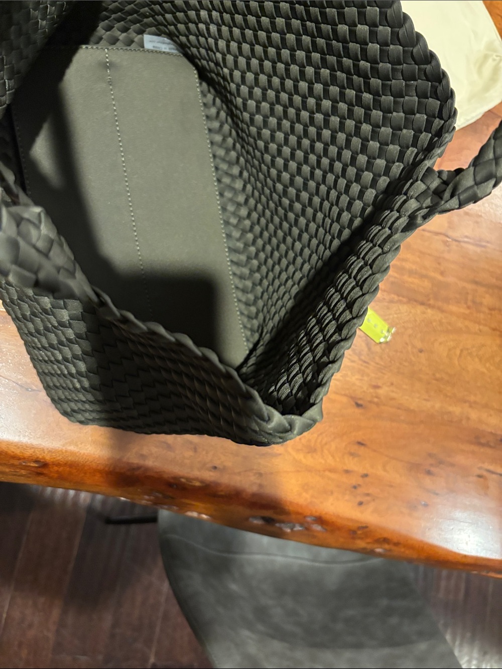 Naghedi Charcoal Woven Tote with Coordinating Pouch - Picture 10 of 10
